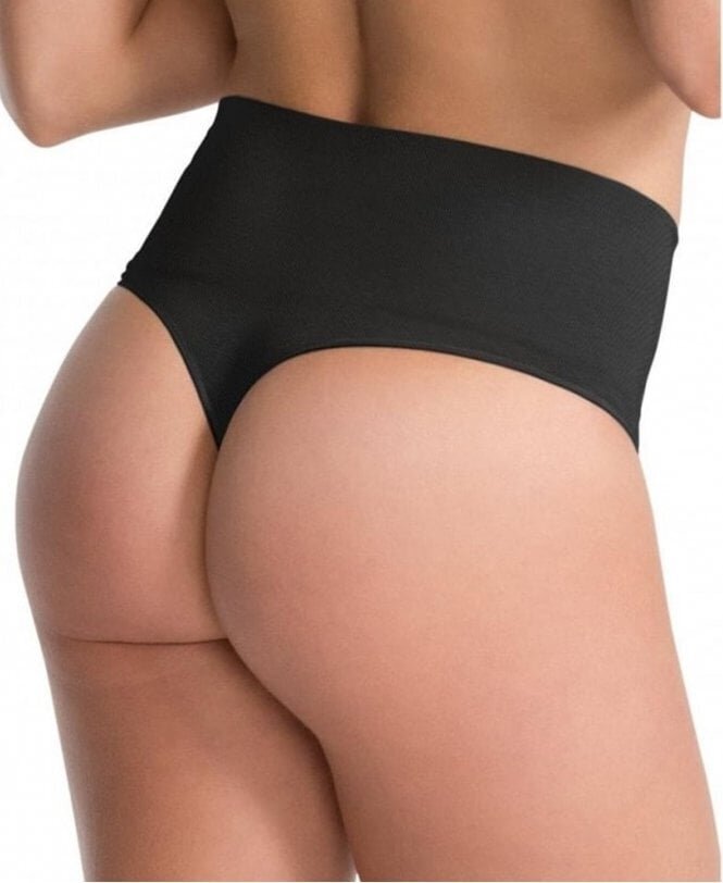 Spanx koriģējoši stringi ar augstu vidukli, izgatavoti no pārstrādāta neilona 40048R, melna cena un informācija | Koriģējošā veļa | 220.lv