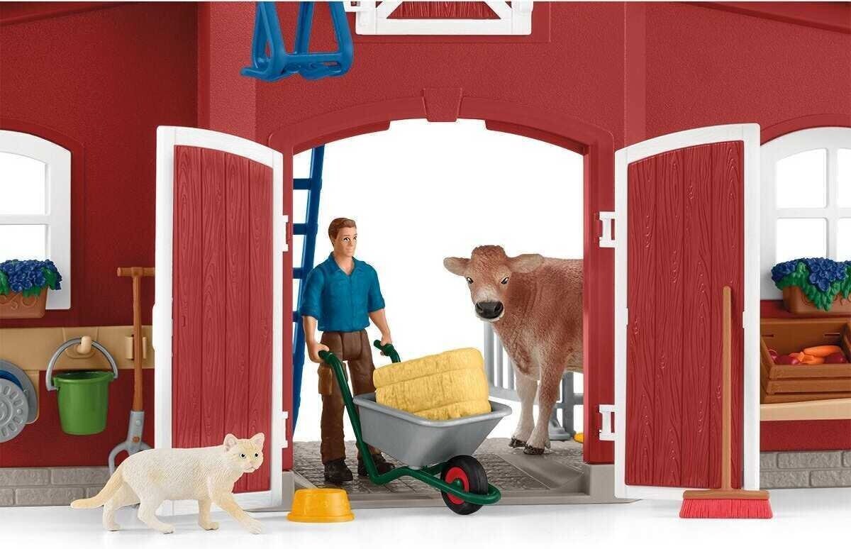 SCHLEICH FARM WORLD игровой набор Красный амбар с животными цена | 220.lv