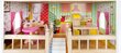 Koka leļļu māja ar mēbelēm un terasi, LED apgaismojums Kruzzel цена и информация | Rotaļlietas meitenēm | 220.lv