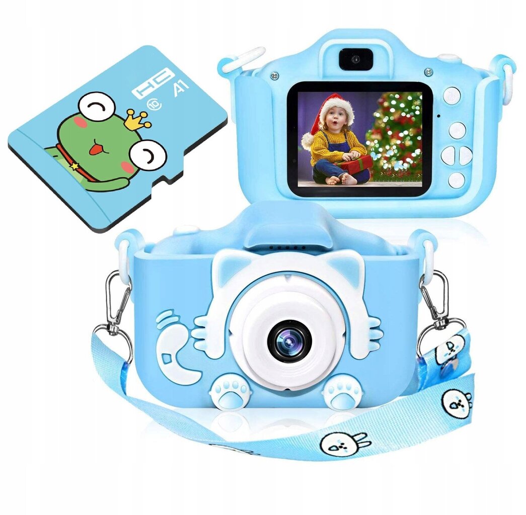 Digitālā kamera bērniem Katytė + 4 GB atmiņas karte, zila cena un informācija | Attīstošās rotaļlietas | 220.lv