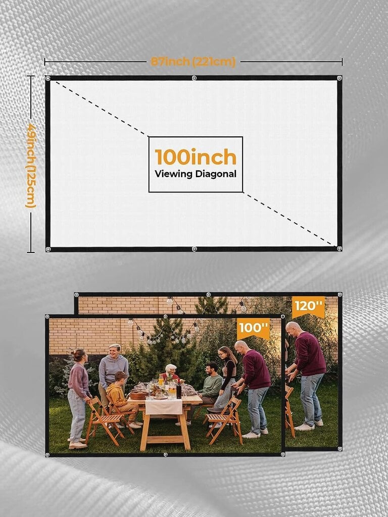 100 collu projekcijas ekrāns. cena un informācija | Ekrāni projektoriem | 220.lv