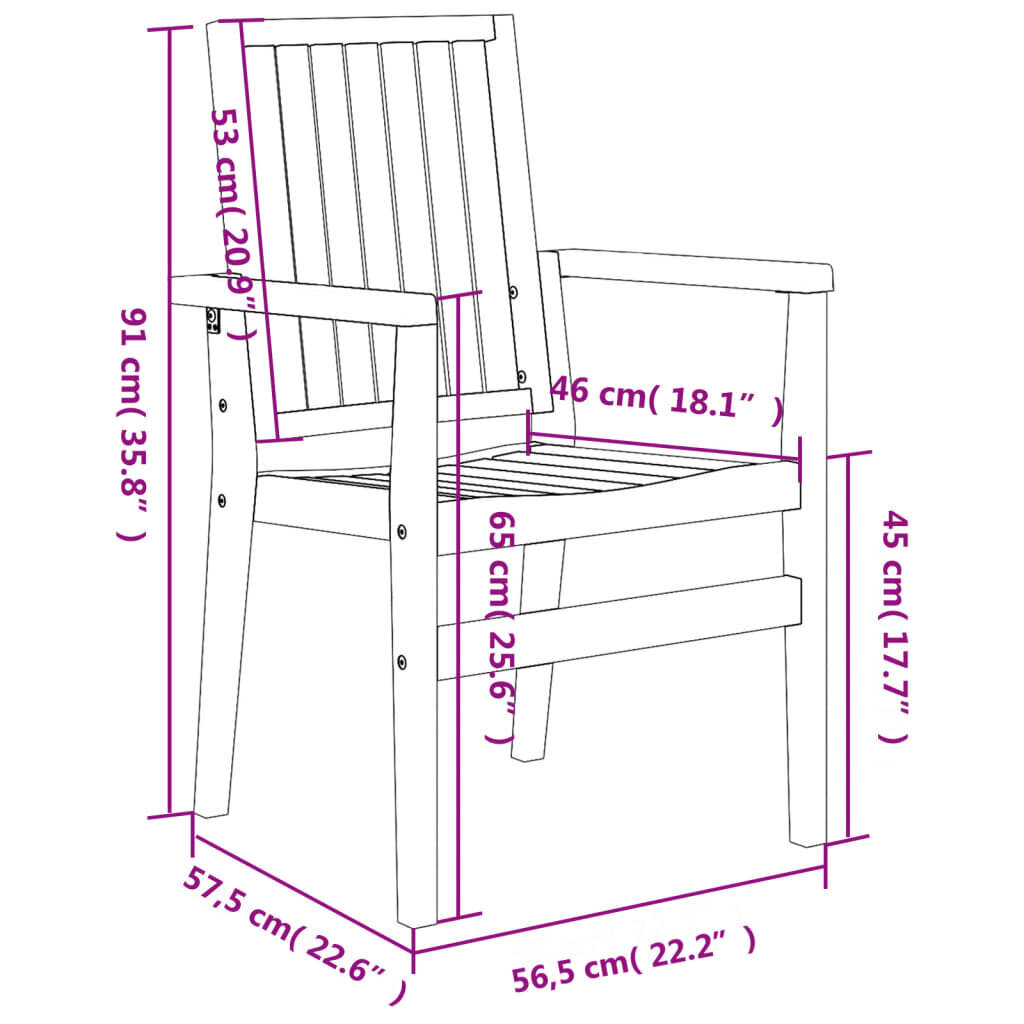 2 gab. dārza krēslu komplekts vidaXL, brūni цена и информация | Dārza krēsli | 220.lv
