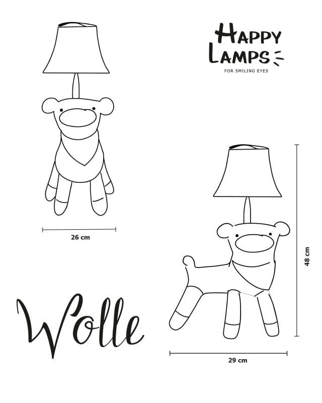 Happy Lamps Wolle galda lampa cena un informācija | Lampas bērnu istabai | 220.lv