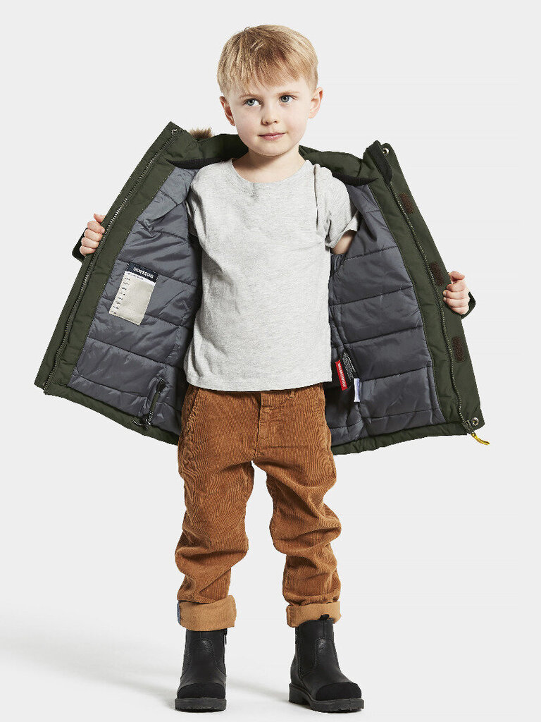 Didriksons ziemas jaka bērniem KURE, tumši zaļa cena un informācija | Ziemas apģērbs bērniem | 220.lv