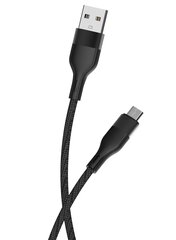 Maxlife MXUC-07 cable USB - microUSB 1,0 m 2,4A black nylon цена и информация | Кабели и провода | 220.lv