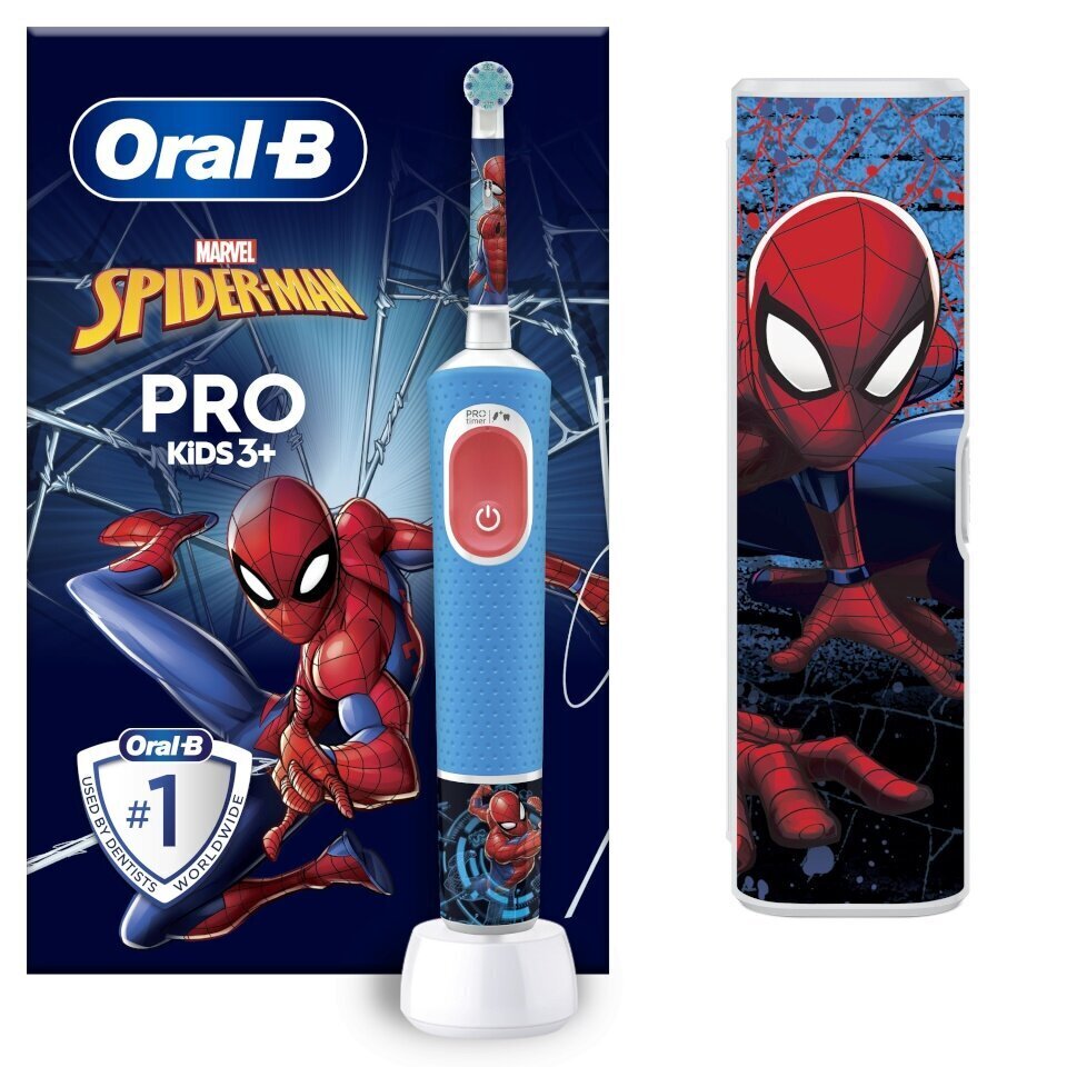 Oral-B Vitality Pro Kids 3+ Spiderman + Travel Case цена и информация | Elektriskās zobu birstes | 220.lv