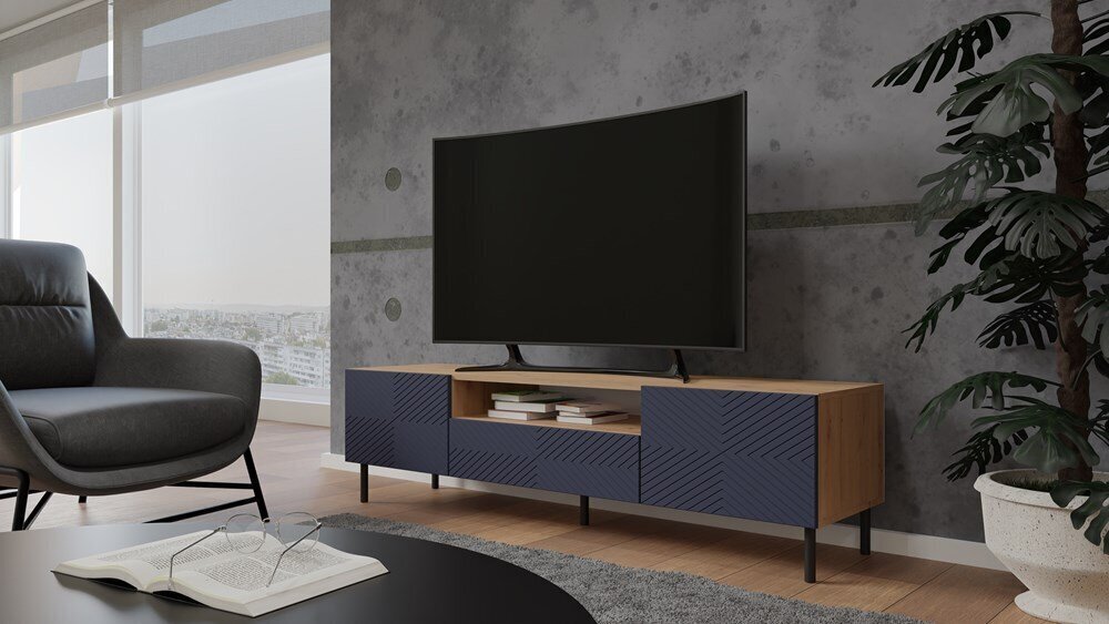 TV skapītis Top E Shop Kama, brūns/zils cena un informācija | TV galdiņi | 220.lv