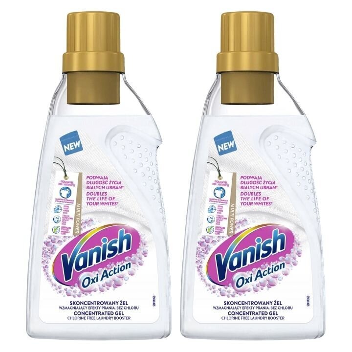 Vanish Oxi Action audumu traipu tīrītājs želeja 750 ml x2 cena un informācija | Veļas mazgāšanas līdzekļi | 220.lv