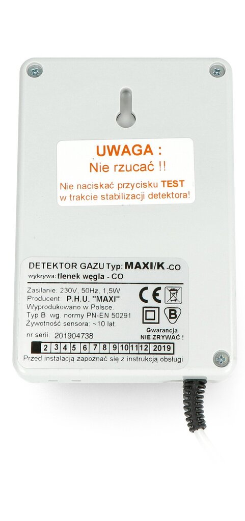 Oglekļa monoksīda sensors Maxi, 230 V цена и информация | Gāzes, dūmu detektori | 220.lv