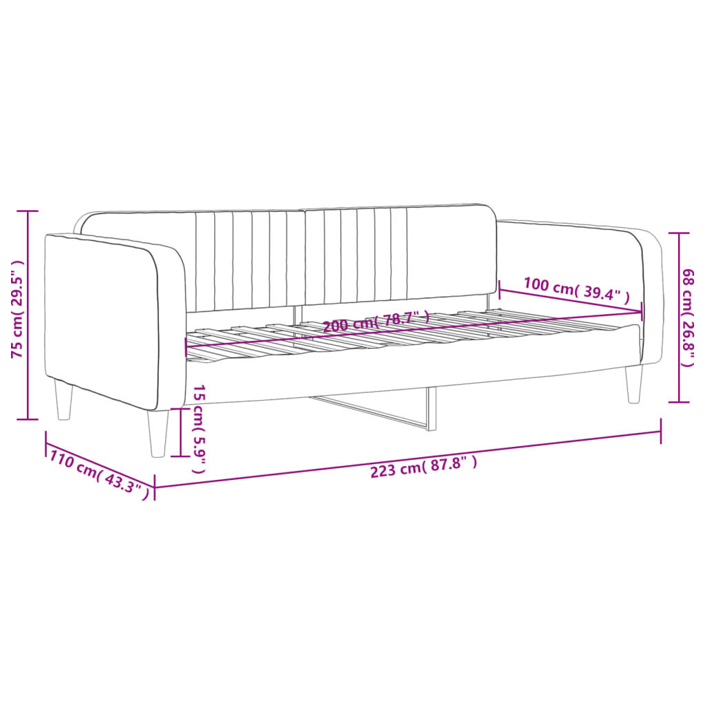 Dīvāngulta vidaXL, 100x200 cm, zaļa cena un informācija | Gultas | 220.lv