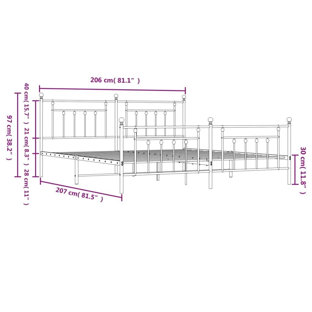 Gultas rāmis vidaXL, 200x200 cm, balts cena un informācija | Gultas | 220.lv