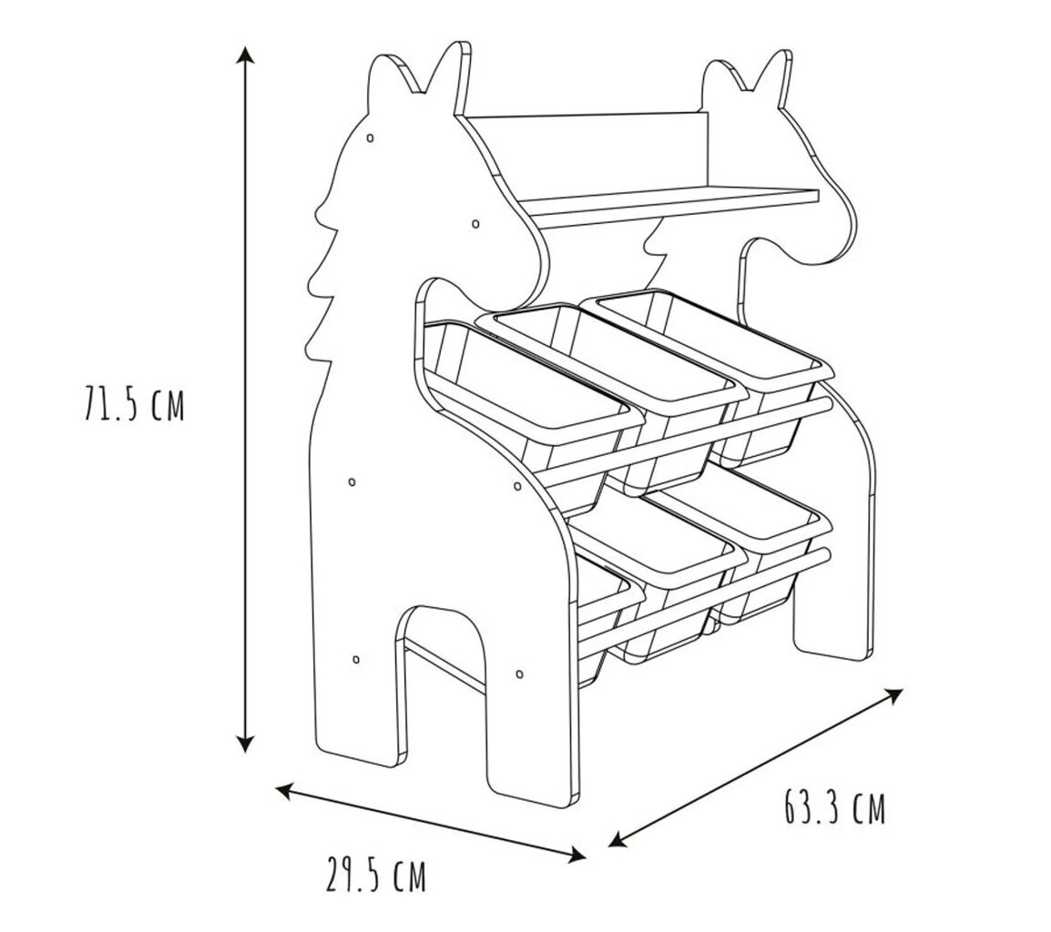 Rotaļlietu plaukts bērniem Home Deco Kids Vienradzis, 63,3x29,5x71,5 cm cena un informācija | Plaukti | 220.lv