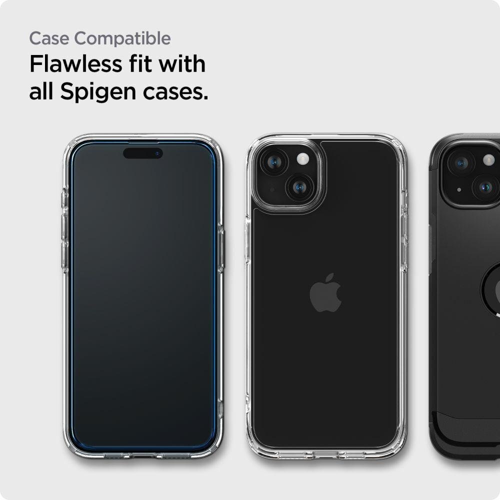 Spigen ALM Glass FC iPhone 15 Plus ekrāna aizsargstikls, 2 gab. цена и информация | Ekrāna aizsargstikli | 220.lv