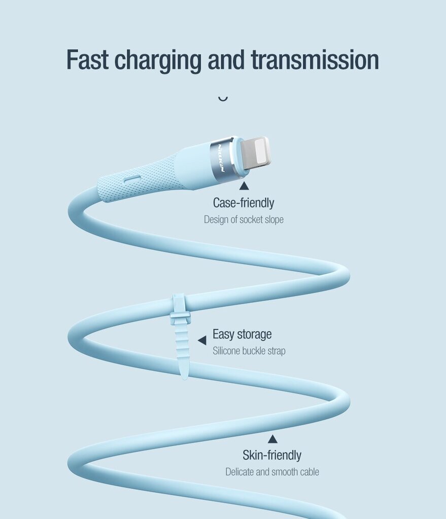 Nillkin Flowspeed silikona datu kabelis USB-C|Zibens 1.2m 27W melns cena un informācija | Savienotājkabeļi | 220.lv