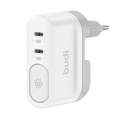 Wall charger with night light, Budi 2xUSB-C 40W цена и информация | Зарядные устройства для телефонов | 220.lv