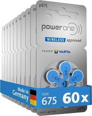 Varta PowerOne 675 baterijas dzirdes aparatiem, 60gab. cena un informācija | Baterijas | 220.lv
