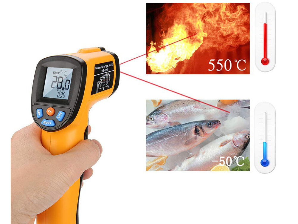 Bezkontakta termometrs, -50 +550°c cena un informācija | Rokas instrumenti | 220.lv