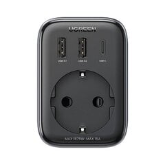 Adapteris EU to US plug UGREEN CD314 2xUSB-A, 1xUSB-C цена и информация | Электрические выключатели, розетки | 220.lv