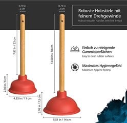 Nirox 2 komplekta iesūkšanas zvans - selekcijas tīrītājs 110 un 140 mm - sūkņi ar spēcīgu iesūkšanas jaudu - Easy -Care Pömpel - notekas apzīmogošana ar jaudīgu gumijas virzuli cena un informācija | Piederumi tualetes podiem un bidē | 220.lv