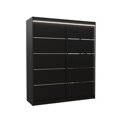 Skapis ADRK Furniture ar LED apgaismojumu Spectra 180, melns cena un informācija | Skapji | 220.lv