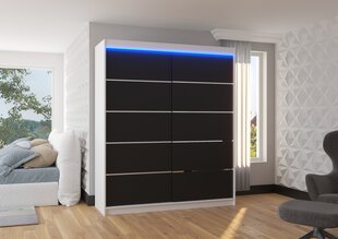 Skapis ADRK Furniture ar LED apgaismojumu Spectra 180, melns/balts cena un informācija | Skapji | 220.lv