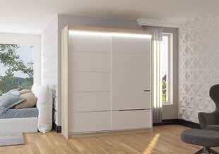 Skapis ADRK Furniture ar LED apgaismojumu Spectra 180, balts/smilšu cena un informācija | Skapji | 220.lv