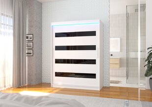 Skapis ADRK Furniture ar LED apgaismojumu Martinez 150, balts цена и информация | Шкафы | 220.lv