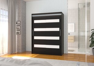 Skapis ADRK Furniture ar LED apgaismojumu Martinez 150, melns cena un informācija | Skapji | 220.lv