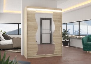 Skapis ADRK Furniture ar LED apgaismojumu Renzo 150, smilšu cena un informācija | Skapji | 220.lv
