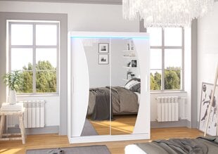 Skapis ADRK Furniture ar LED apgaismojumu Modesto 150, balts цена и информация | Шкафы | 220.lv