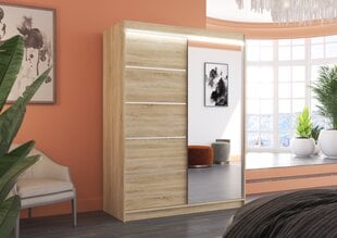 Skapis ADRK Furniture ar LED apgaismojumu Limbo 150, smilšu цена и информация | Шкафы | 220.lv