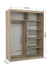 Шкаф ADRK Furniture со светодиодным освещением Limbo 150, бежевый цена и информация | Шкафы | 220.lv