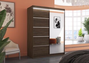 Skapis ADRK Furniture ar LED apgaismojumu Limbo 150, tumši brūns cena un informācija | Skapji | 220.lv