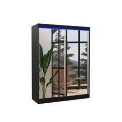 Шкаф ADRK Furniture со светодиодной подсветкой Florest 150, черный цвет цена и информация | Шкафы | 220.lv