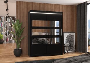 Skapis ADRK Furniture ar LED apgaismojumu Florento 150, melns cena un informācija | Skapji | 220.lv