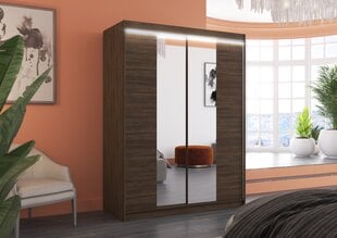 Skapis ADRK Furniture ar LED apgaismojumu Fever 150, tumši brūns cena un informācija | Skapji | 220.lv