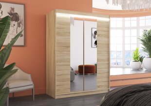 Skapis ADRK Furniture ar LED apgaismojumu Fever 150, smilšu цена и информация | Шкафы | 220.lv