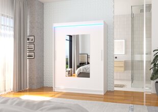 Skapis ADRK Furniture ar LED apgaismojumu Dorrigo 150, balts cena un informācija | Skapji | 220.lv
