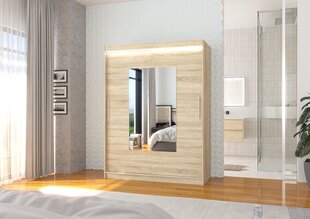 Skapis ADRK Furniture ar LED apgaismojumu Dorrigo 150, smilšu cena un informācija | Skapji | 220.lv