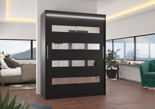 Skapis ADRK Furniture ar LED apgaismojumu Baltic 150, melns cena un informācija | Skapji | 220.lv