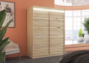 Skapis ADRK Furniture ar LED apgaismojumu Luft 150, smilšu цена и информация | Шкафы | 220.lv