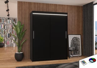 Skapis ADRK Furniture ar LED apgaismojumu Denver 150, melns cena un informācija | Skapji | 220.lv