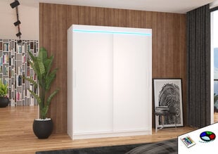 Skapis ADRK Furniture ar LED apgaismojumu Denver 150, balts цена и информация | Шкафы | 220.lv