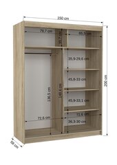 Skapis ADRK Furniture ar LED apgaismojumu Denver 150, smilšu cena un informācija | Skapji | 220.lv