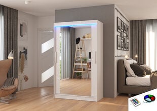 Skapis ADRK Furniture ar LED apgaismojumu Tibago 120, balts цена и информация | Шкафы | 220.lv