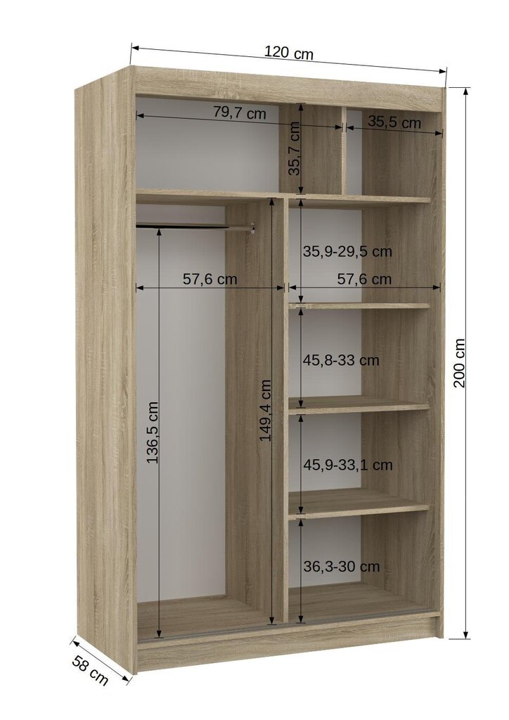 Skapis ADRK Furniture Santos 120, melna cena un informācija | Skapji | 220.lv