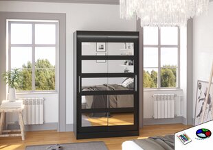 Skapis ADRK Furniture ar LED apgaismojumu Salem 120, melns cena un informācija | Skapji | 220.lv