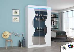 Skapis ADRK Furniture ar LED apgaismojumu Oswald 120, balts cena un informācija | Skapji | 220.lv