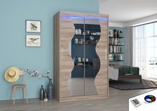 Skapis ADRK Furniture ar LED apgaismojumu Oswald 120, brūns cena un informācija | Skapji | 220.lv