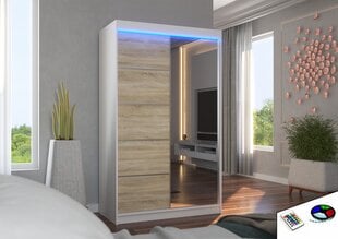 Skapis ADRK Furniture ar LED apgaismojumu Nicea 120, smilšu/balts cena un informācija | Skapji | 220.lv